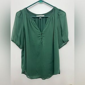 LOFT Women’s Puff Sleeve Henley Blouse, Sz S